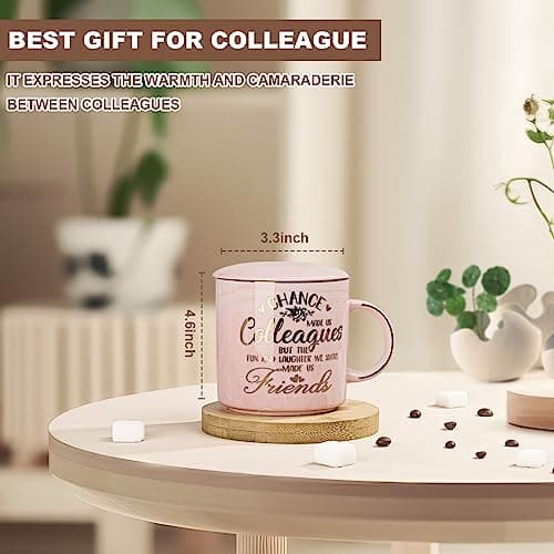 Going Away Farewell Gifts for Coworkers Female, Coworkers Birthday Office Appreciation Gift, Cup with Greeting Card, Gift Box Coworker Leaving Gifts for Women, Funny 14oz Pink Marble Gold Print Mug B0C6JT5JKV