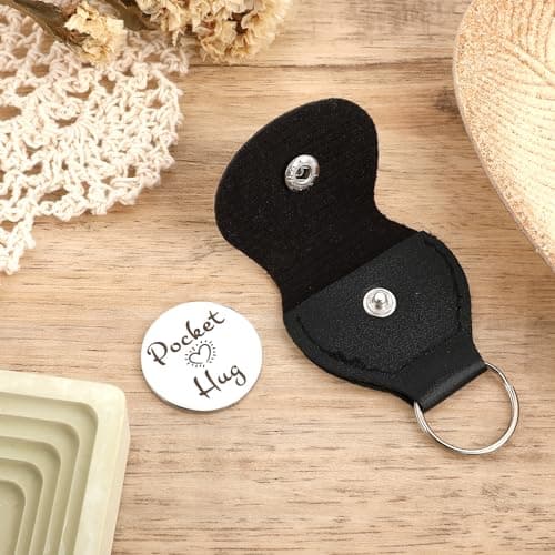 Pocket Hug Token Pocket Hug Keychain Holder Stainless Steel Double Sided Coin Inspirational Gifts for Cancer Patients Friends Must Have Hug Gifts for Men Women
