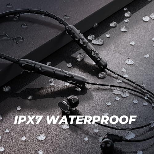 N18 Neckband Bluetooth Earbuds, Wireless Bluetooth 5.2 Headphones with Microphone, Ultra-Lightweight Comfort, IPX7 Waterproof, Deep Bass Strong Beat, 20H Playtime, Magnetic Earphones (Black)