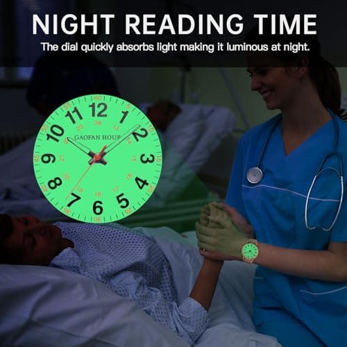 GAOFAN HOUR Waterproof Nurse Watch for Medical Professionals,Doctors Nursing Students Women Men,12/24 Hour Military Time,Luminouse Easy Read Dial,Soft and Breathable Silicone Band