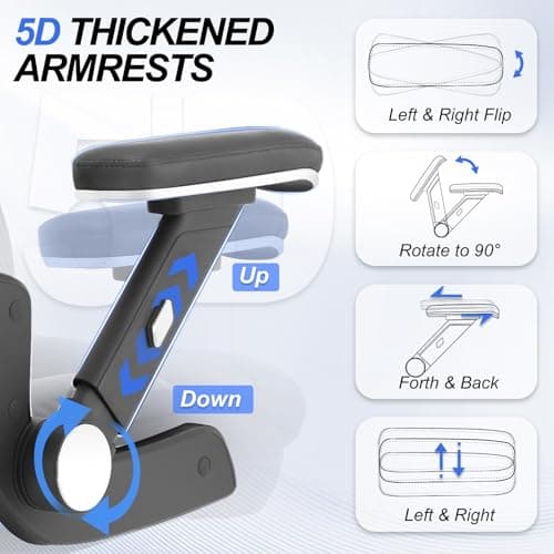 750lbs Ergonomic Office Chair,Upgrade Big and Tall Office Chairs for Heavy People,Mesh High Back Desk Chair with 5D Flip Arms Large Wheels,Adjustable Headrest & Lumbar Support,Wide Chairs