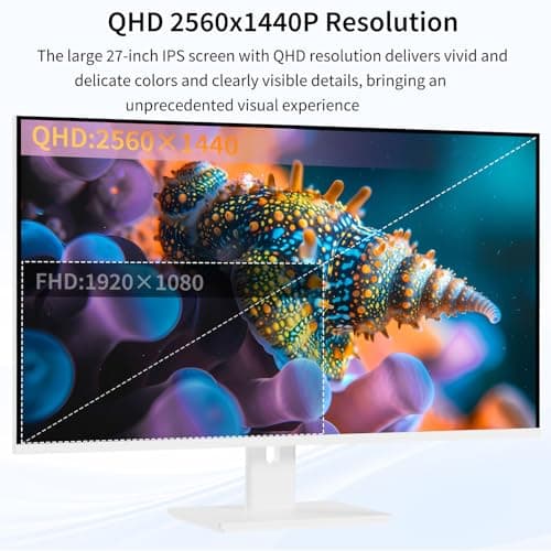 Touchscreen Monitor 2K 27 Inch IPS Gaming 100Hz, 10-Point Touch QHD 2560x1440 PC Display, HDMI VGA USBC Computer Monitor, Built-in Speakers, White