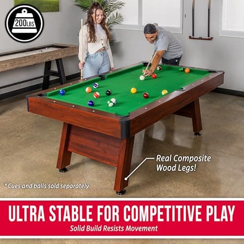 GoSports 7 and 8 ft Pool Tables with Wood Finish - Gray, Black, or Green Felt - Billiards Game Room Table for Adults & Family - Accessories Not Included