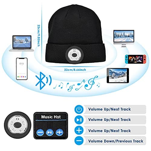 Lenski Stocking Stuffers for Men Adults, Dad Gifts for Men, Bluetooth Beanie Hat for Mens, Mens Gifts for Dad Him Grandpa