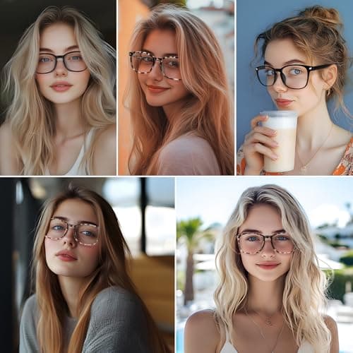 WINTOO Blue Light Glasses for Woman Men | 99% Blue Light Blocking Glasses for Computer Gaming TV Phone Screen Square Frame | Anti Eyestrain & UV Glare Protection - 5 Pair