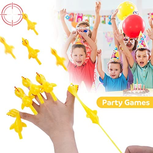 POPLAY 42PCS Flying Chicken Slingshot, Party Favors Treasure Box Toys for Kids 4 to 8, Flicking Rubber Chickens Finger Toys for Christmas Stocking Stuffers, Classroom Prizes, Xmas Gifts Goodie Bag