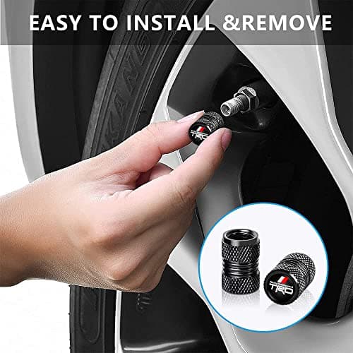 TACOMA Tire Valve Stem Cap Cover for Toyota TRD Sequoia Tundra 4Runner Trucks Belt O-Ring Seal Corrosion Resistant Tire Valve Stem Air Cap 4 Pack Black