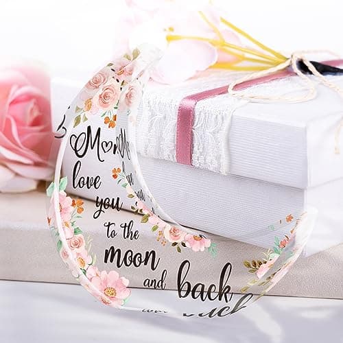 Gifts for Mom, Mom Christmas Gifts from Daughter Son, Christmas Gifts for Mom - Thanksgiving Presents for Mom - Acrylic Moon Shaped Decorative Plaque Gifts.