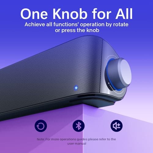 Nylavee Computer Speakers, Hi-Fi Stereo Computer Sound Bar with Bluetooth & 3.5mm Aux, USB/USB-C Powered for Desktop PC, Laptop & Monitor, Built-in Mic and Headphone Jack