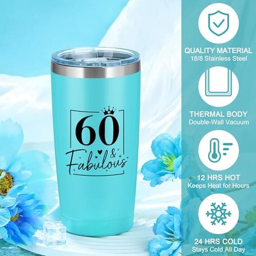 60th Birthday Gifts for Women 60 Year Old Birthday Gifts for Women Cool 1965 Gift for 60 Year Old Woman Fabulous Gift Ideas for Woman in Their 60s Happy 60th Bday Decorations with Tumbler Tote Bag