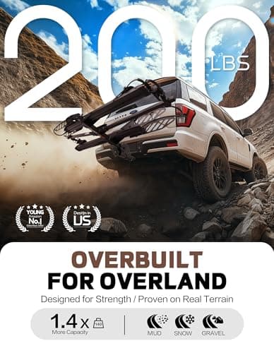 Bike Rack for Car Hitch Mount - Young Electric 2 Ebike Rack Heavy Duty Platform Carrier 200lb Capacity, Smart Tilting & One Hand Folding Bicycle Racks for SUV, Minivan, RV, Fits 5-Inch Fat Tires