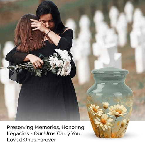 Daisy Urn for Ashes - Funeral Urns for Women - Daisy Cremation Urn for Adult Ashes Men - 2/3 Tablespoon of Ash Keepsake Box Daisy Urn - Flower Urn Small Keepsake - Urns for Burial in Ground - 3 Inch B0CZXM5ZJD