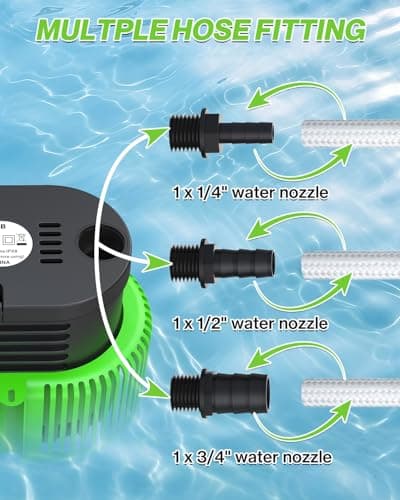 Pool Cover Pump above Ground - Submersible Water Sump Pump Swimming Water Removal Pumps, with Drainage Hose & 25 Feet Extra Long Power Cord, 850 GPH inGround, 3 Adapters