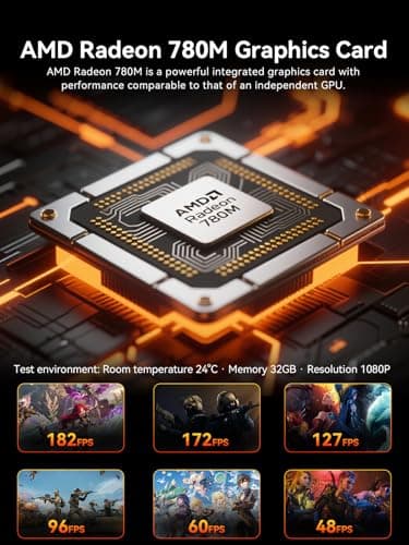 GMKtec Gaming Mini PC, K12 AMD Ryzen 7 H 255 (Upgraded 8745HS) 32GB DDR5 RAM 2TB SSD, Desktop Computer 3X M.2 2280 Expansion, Oculink, Dual NIC 2.5G, HDMI 2.1, USB4