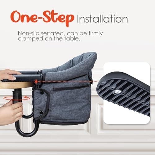 Hook-On Chairs - Portable & Foldable for Babies 6-36 Months, Family & Travel Use with Carry Bag (Grey)