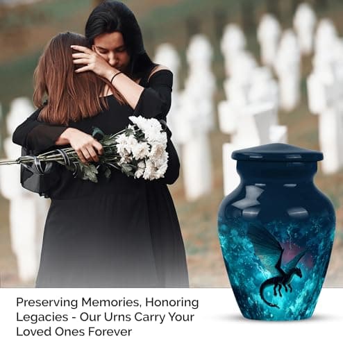 Dragon Small Memorial Urns for Human Ashes Adult Man - Keepsake Green Funeral Urn for Ashes for Women - Mini Blue Burial Urn for Mom & Dad - Cremation Urns for Human - 3 Inch B0FCMK3X17