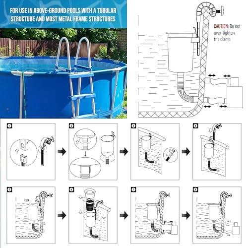 U.S. Pool Supply Pool Skimmer - Above Ground Pool Skimmer, Floating Pool Surface Skimmer, Pool Accessories - Clean Debris Basket, Wall Mount, Attaches to Inflatable Collars, Tubular and Metal Frames