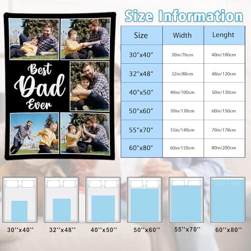 Customized Gift for Husband from Daughter Son Wife, Custom Blanket with Picture, Dad Blanket Gift for Anniversary Fathers Day Birthday Gifts for Best Dad, Personalized Photo Blanket B0GZ3XZVQF