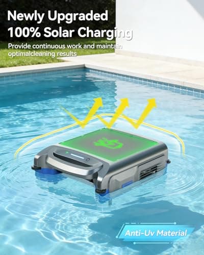 2026 New V1T Solar Pool Skimmer, Robotic Pool Surface Skimmer Cleaner with App Control, 7L Large Basket 24/7 Cleaning Smart Obstacle Avoidance Dual Charging Options Ideal for Above Ground Pool
