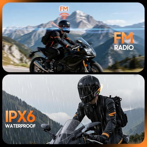 Motorcycle Bluetooth Headset, Bluetooth 5.3 Helmet Speakers with Loud Sound, RGB Lights & 1000mAh Battery, Noise Cancelling Helmet Bluetooth Headset for Drivers, IPX6 Waterproof Motorcycle Headphones