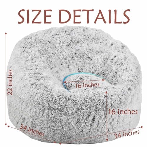 Plush Faux Fur Bean Bag Chairs, Memory Foam Filled Sofa Chair Shape Bean Bag for Adults/Teens/Kids, Ultra-Soft Lazy Sofa for Living Room Bedroom College Dorm, Grey