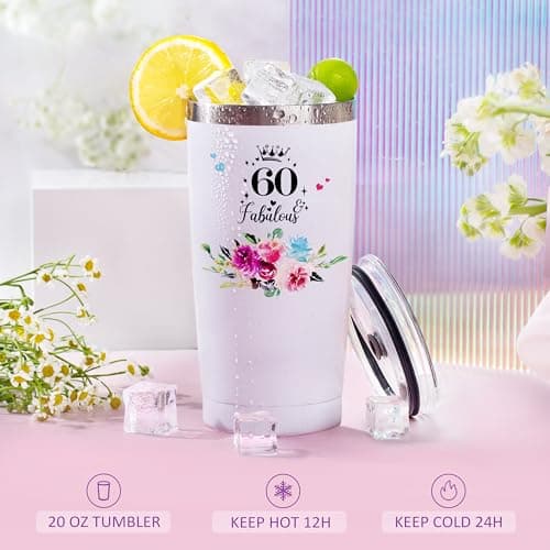 60th Birthday Gifts for Women,Happy 60th Birthday Gifts for Her Friends Mom Wife Sister Coworker,Tumblers Gifts Set for 60 Year Old Women,Funny 60 Birthday Gifts Ideas