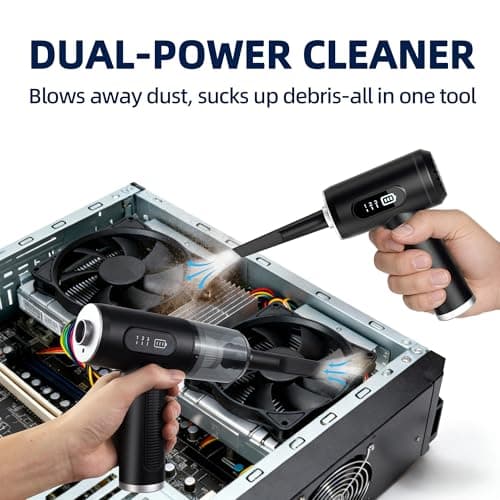 Compressed Air Duster & Vacuum Cleaner-3 Gear Adjustable 100000RPM Handheld Car Vacuum/Air Blower,Electric Air Duster with LED Light for Keyboard Electric Devices Cleaning.Replaces Compressed Air Cans