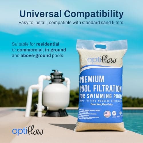 Pool Filter Sand, Premium Filtration with Pure Silica Formula, 50 Lbs - Swimming Pool System Accessories and Supplies for Cleaning and Maintenance