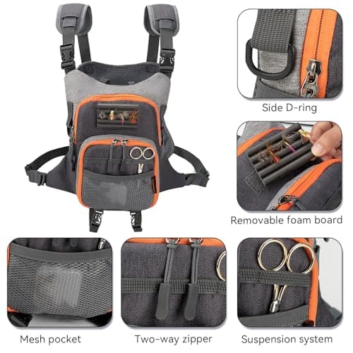 QualyQualy QulayQualy Fly Fishing Pack - Chest Pack with Work Station Lightweight Tackle Fishing Bag with Quick-Release