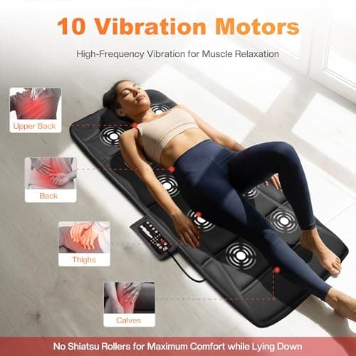 CILI Full Body Massage Mat with Heat, Vibration Back Massage Pad, Full Body Massager for Bed Chair Sofa, Massage Mattress Pad, Father‘s Day Gift for Dad