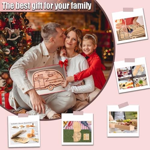 Unique Cheese Cutting Board Gift Set for Mom, House Warming, Wedding Gifts for Couples Bamboo Charcuterie Board Set - Foldable Serving Tray with Utensils B0C741CVFV
