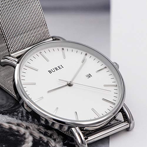 BUREI Men Wrist Watches Fashion Minimalist Analog Quartz Waterproof Watches for Men