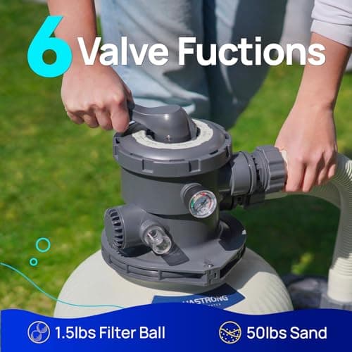 AQUASTRONG Sand Filter Pump for Above Ground Pool, Pool Pumps Above Ground,Pool Sand Filter with 6-Way Valve,Improved Circulation and Filtration, 12in, 1/2HP 2500 GPH with Timer