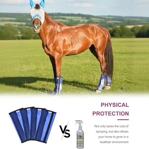 Fornyk Mesh Horse Fly Boots Set of 4, Non-Slip Horse Leggings, Loose Fitting Fly Boots for Horses, Breathable Adjustable Leg Wraps, Reduce Stomping & Stay Up, Not Sag, No Rub