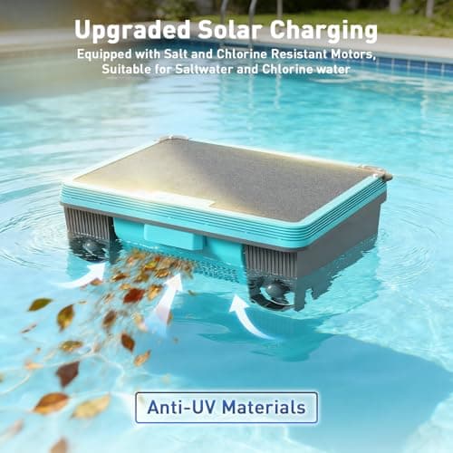 KKI Solar Robotic Pool Skimmer, Cordless Pool Cleaner Vacuum with App & Remote Control,for Inground & Above Ground Pools,Self-Parking