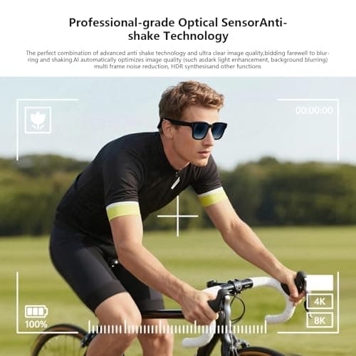 AI Smart Glasses with ChatGPT, 8MP Camera Glasses with Camera and Audio, AI Translation Sunglasses with 164 Languages, Bluetooth Sunglasses with Voice /Calling, 8-Hour Music Playback, Gradient Blue