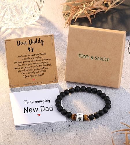 TONY & SANDY Christmas Stocking Stuffers for New Dad, First Time Dad Gifts, Daddy to be Bracelet, New Daddy Gifts for Men on Father's Birthday Valentines