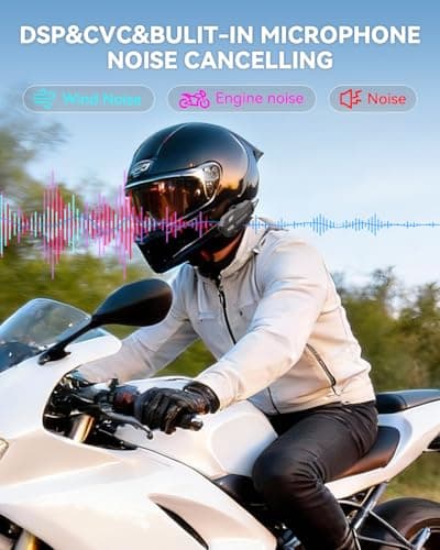 N8 8 Riders Mesh Motorcycle Helmet Communication System, Motorcycle Bluetooth Headset V5.4 with Audio Multitasking/Music Sharing, 45mm Helmet Speakers Intercom for ATV/Snowmobile/Ski, 1 Pack