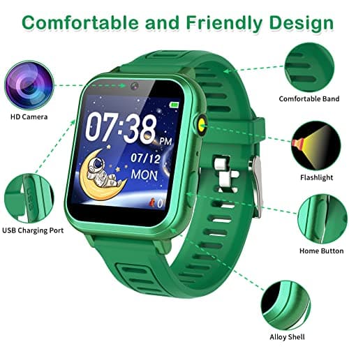 Phyulls Phyulls Smart Watch for Kids with 39 Puzzle Games, Camera, Video Recorder, Music, Alarm, Calculator, Calendar, Flashlight, Pedometer - Birthday Gift for 3-12 Year Old Boys & Girls