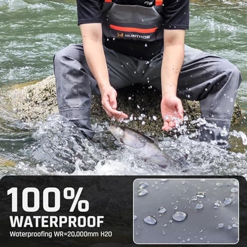 Hunthor Fishing Waders for Men Waterproof Breathable Chest Wader with Insulated Stockingfoot for Fly Fishing, Hunting, Wading