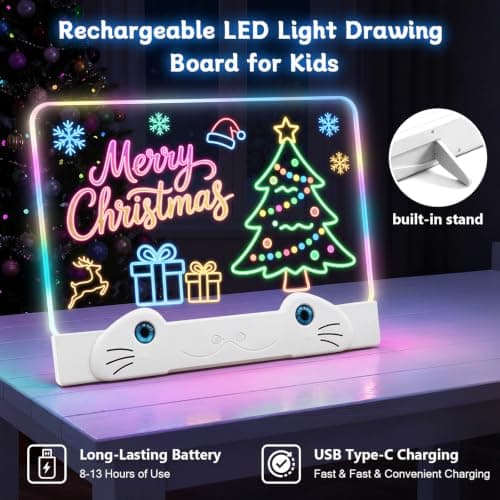 LED Drawing Board for Kids, 16" Rechargeable Glow Doodle Drawing Tablet with 13 Light Effects, Light Up Dry Erase Note Board, Birthday Gifts for Girls Boys Age 3-8, 7 Markers & Tracing Book B0H74R5T13