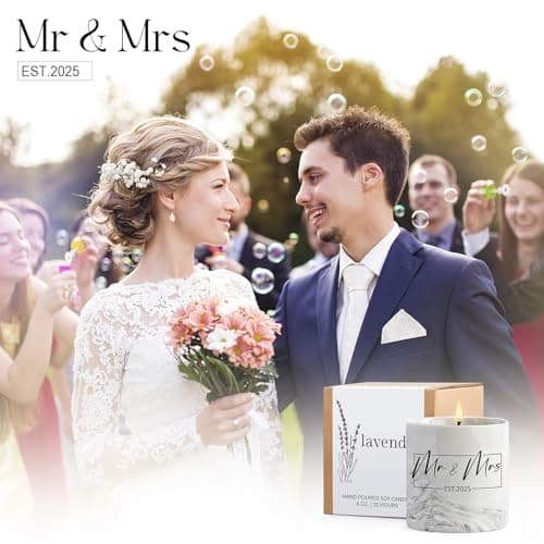 Mr and Mrs Gifts, Wedding Gift for Couples, Newlyweds Wedding Registry Bride and Groom to Be, Bridal Shower Gifts - 6 Oz 2025 New Couple Ceramics Candle