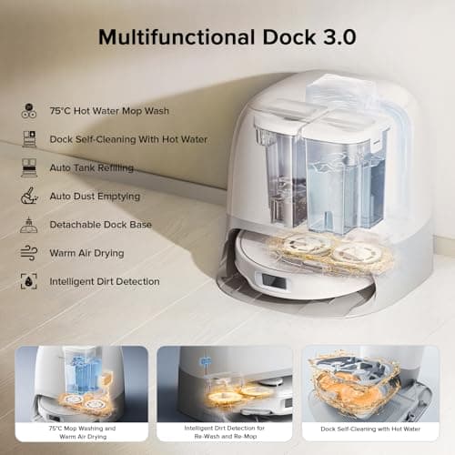 roborock Qrevo Curv S5X Robot Vacuum and Mop, 18500Pa Suction, Zero-Tangling Design, FlexiArm Side Brush, Reactive Tech Obstacle Avoidance, 10 Weeks Self-Emptying, Auto Washing for Hard Floor, Corner