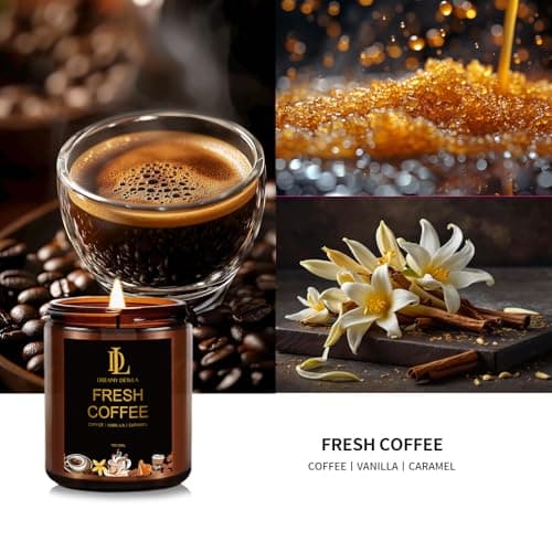 Fresh Coffee Candles, Coffee Scented Candle, Natural Soy Candles for Home Scented, Long Lasting with 50 Hour Burn Time, Gifts for Men Women B0F21RT1BQ