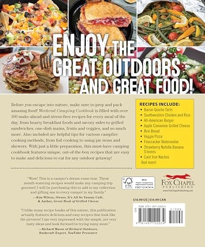 Weekend Camping Cookbook: Over 100 Delicious Recipes for Campfire and Grilling (Fox Chapel Publishing) Make-Ahead Meals for Outdoor Adventures - Cast Iron Nachos, Bacon S'Mores, Foil Packs, and More 1497102936