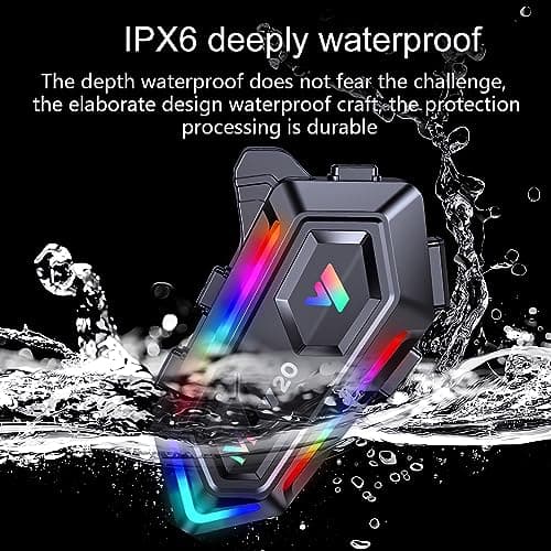 FEYA Motorcycle Helmet Speakers High Battery Life Helmet Headphone IPX6 Automatic Answer/Call Music Control/Intelligent Noise/Wake up Siri, 2 Different Types of Mic - Compatible with All Helmets - Y20