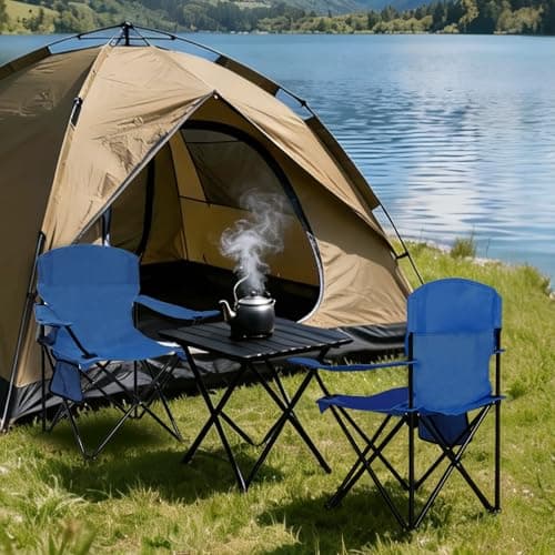 2 Pack Folding Camping Chair with Cup Holder & Side Storage Bag 300lbs Capacity Lightweight High Back Portable for Beach, Picnic, Sport, Cyan