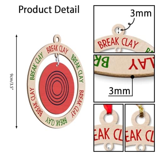 Shooting Target Shaped Christmas Ornament, Shooting Clay Ornaments, Skeet Shooter Decor, Shoot Sport Player Wooden Ornament for Xmas Tree, Keepsake Gift for Shooters Men Him Dad Brother, Break Clay