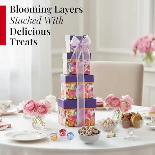 Broadway Basketeers Gift Basket Tower Snack Gifts for Women, Men, Families, College – Delivery for Birthday, Appreciation, Thank You, Get Well Soon Care Package