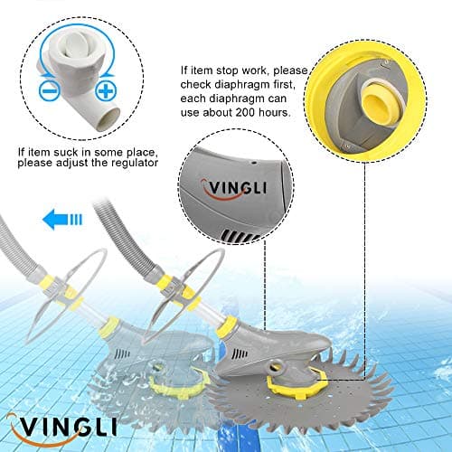 (2024 Upgrade) VINGLI Pool Vacuum Cleaner Automatic Sweeper Swimming Pool Creepy Vacuum (Grey)